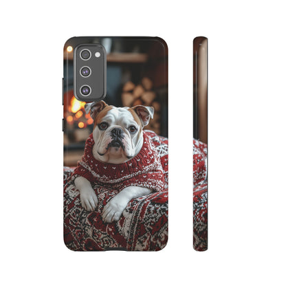 Cozy Bulldog in Sweater Samsung Galaxy Case – Festive Fireplace Protective Cove