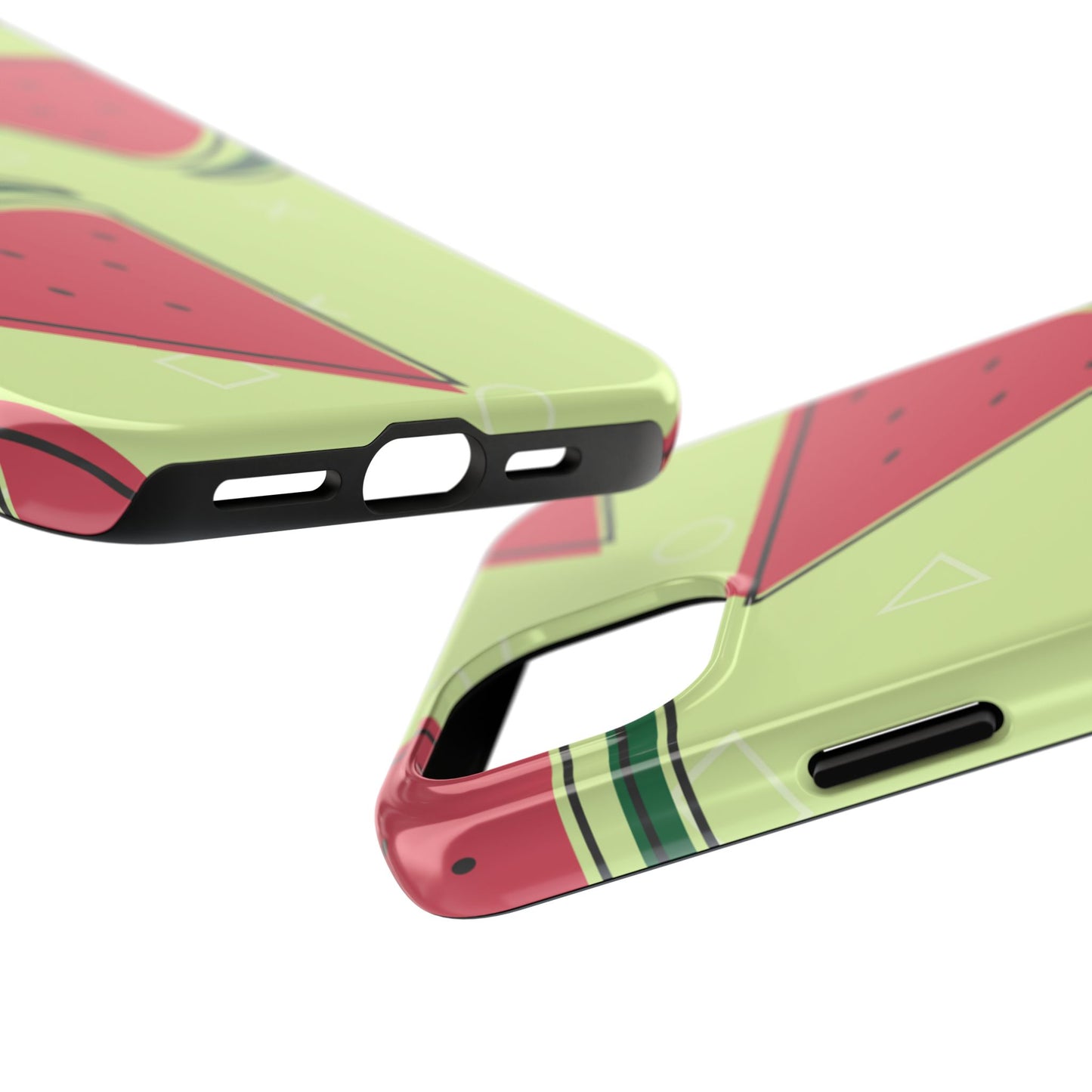 Watermelon Slice iPhone Case – Fresh & Fun Design with Retro Geometric Pattern