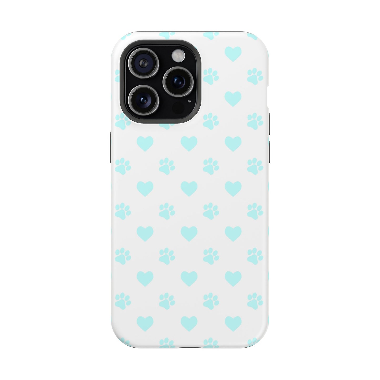 MagSafe Case - Aqua Paw Print & Heart Design