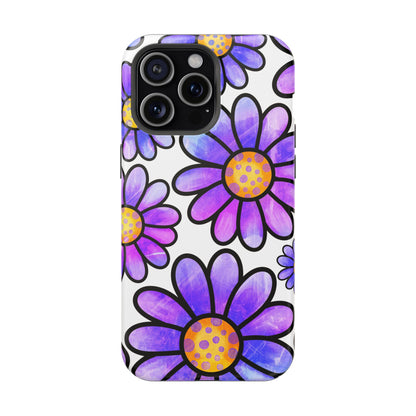 Purple Daisy Delight MagSafe iPhone Case – Slim Profile, Glossy Finish