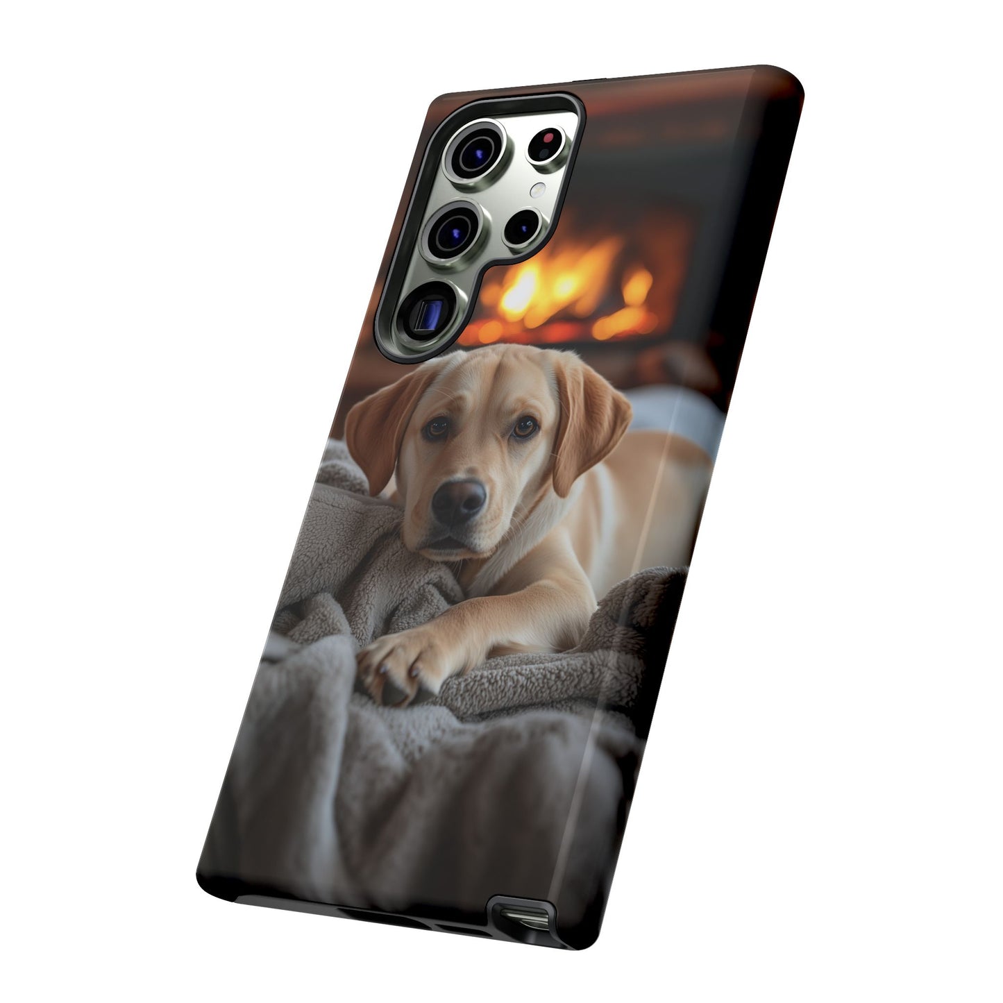 Cozy Golden Retriever by the Fireplace - Samsung Galaxy Case