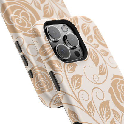 Vintage Rose Vine Tough MagSafe iPhone Case – Elegant Floral Pattern with Dual-Layer Protection