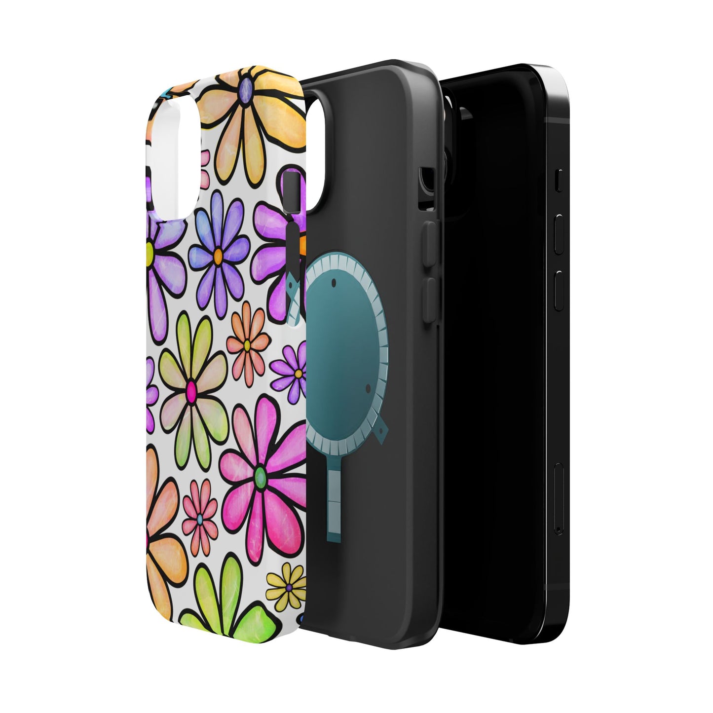 Pastel Daisy Dream MagSafe iPhone Case – Slim Profile, Glossy Finish