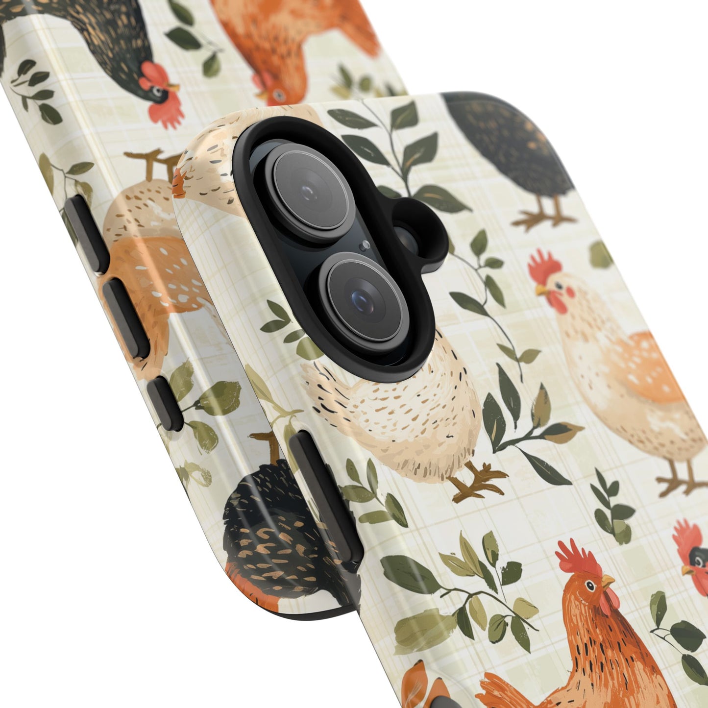 iPhone Case: Vintage Chicken Farmhouse Case – Rustic Leaves Design