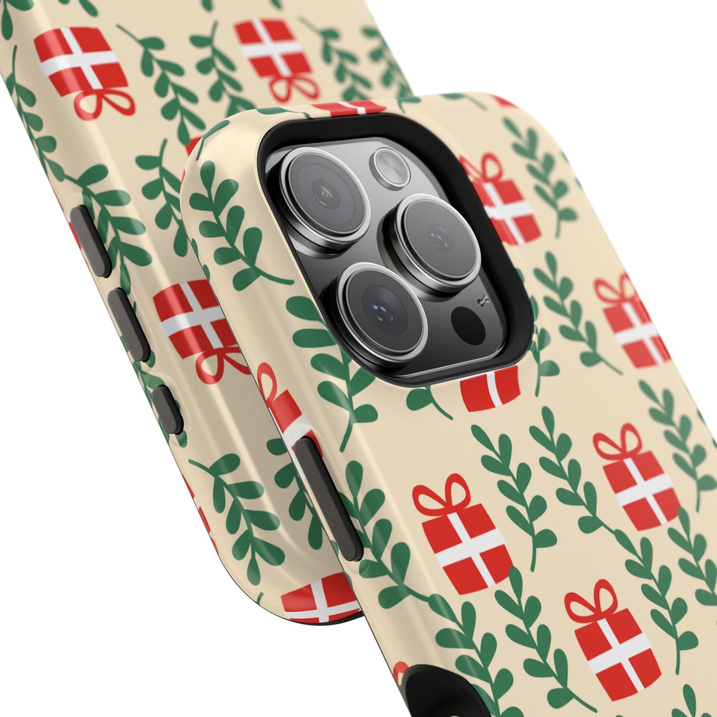 MagSafe iPhone Case: Holiday Cheer – Red Gifts & Green Leaves