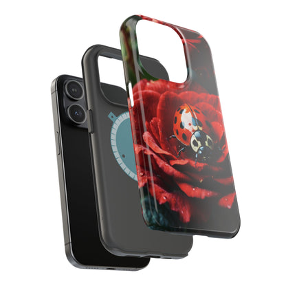 Elegant Rose & Ladybug Charm - MagSafe iPhone Case