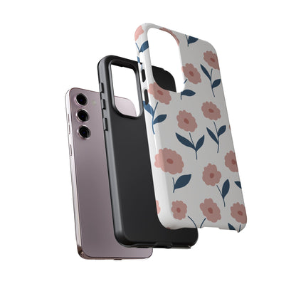 Playful Pink Floral Tough Samsung Galaxy Case – Soft Pastel Design, Slim & Shockproof - BOGO Cases