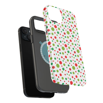 Red & Green Christmas Polka Dots – MagSafe iPhone Case