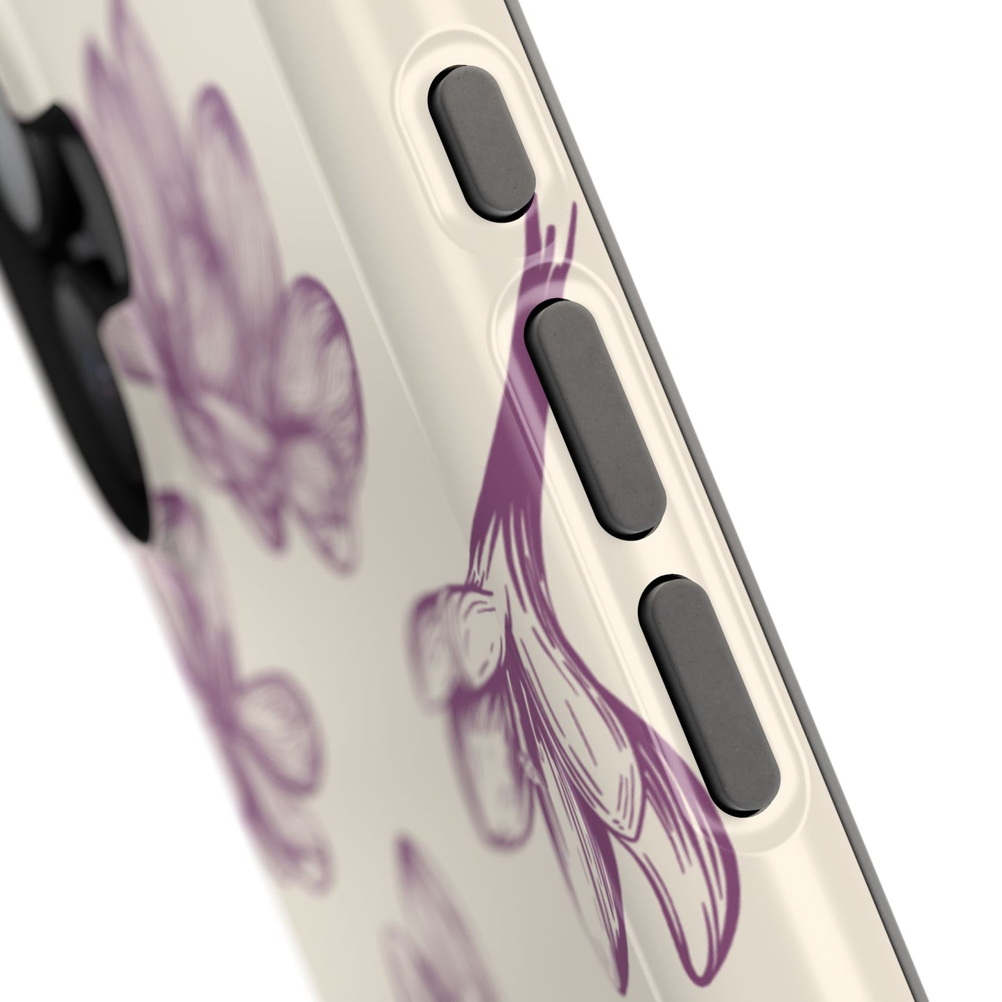 Vintage Botanical Floral Tough MagSafe iPhone Case – Hand-Drawn Purple Flowers, Shockproof Design