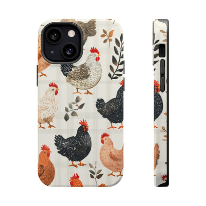 MagSafe iPhone Case: Vintage Chicken & Leaves – Farmhouse Style Case