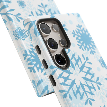 Frosty Blue Snowflakes Samsung Galaxy Case – Shockproof, Smooth Matte Finish, Dual-Layer Design