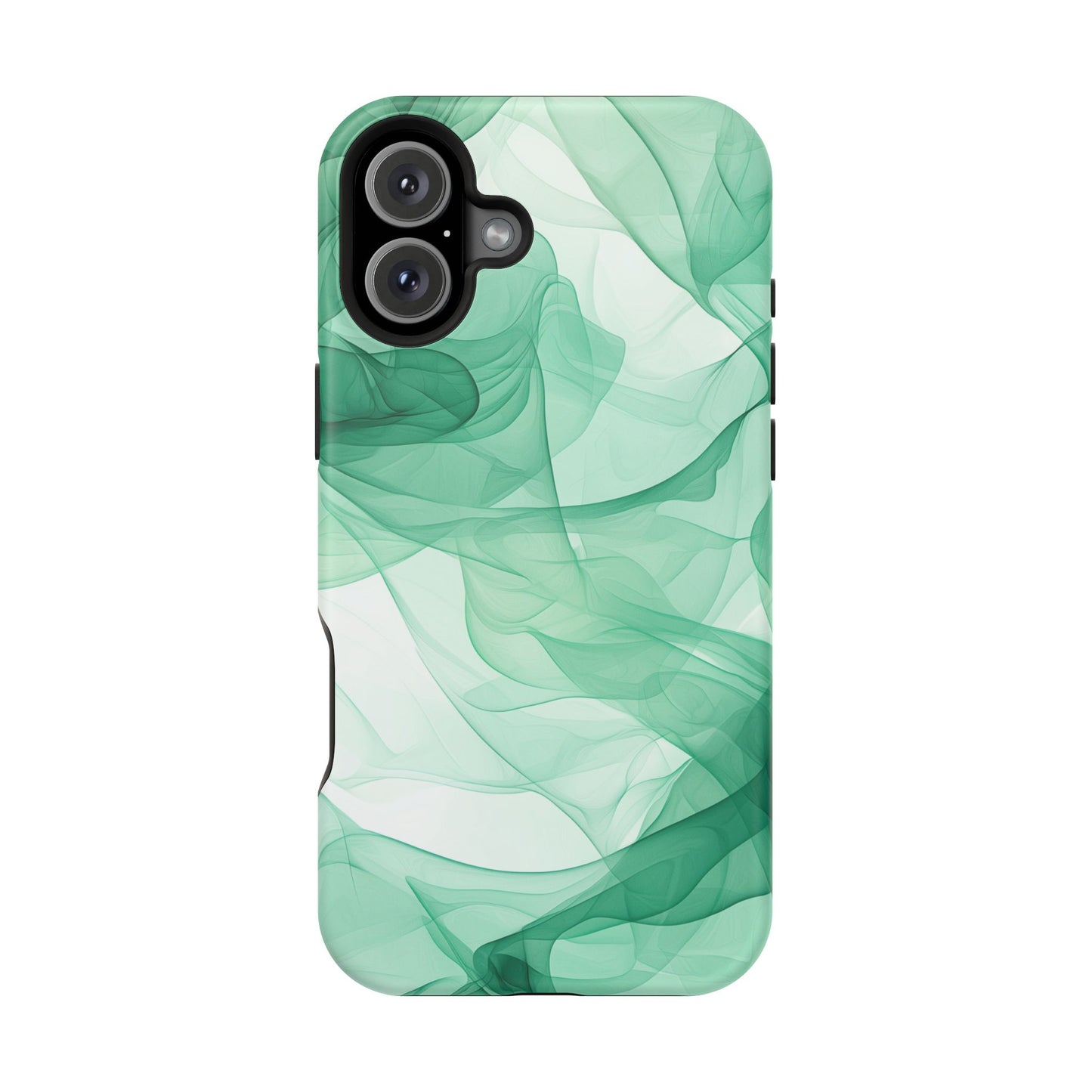 Translucent Flowing Green Fabric MagSafe iPhone Case – Elegant Fluid Design