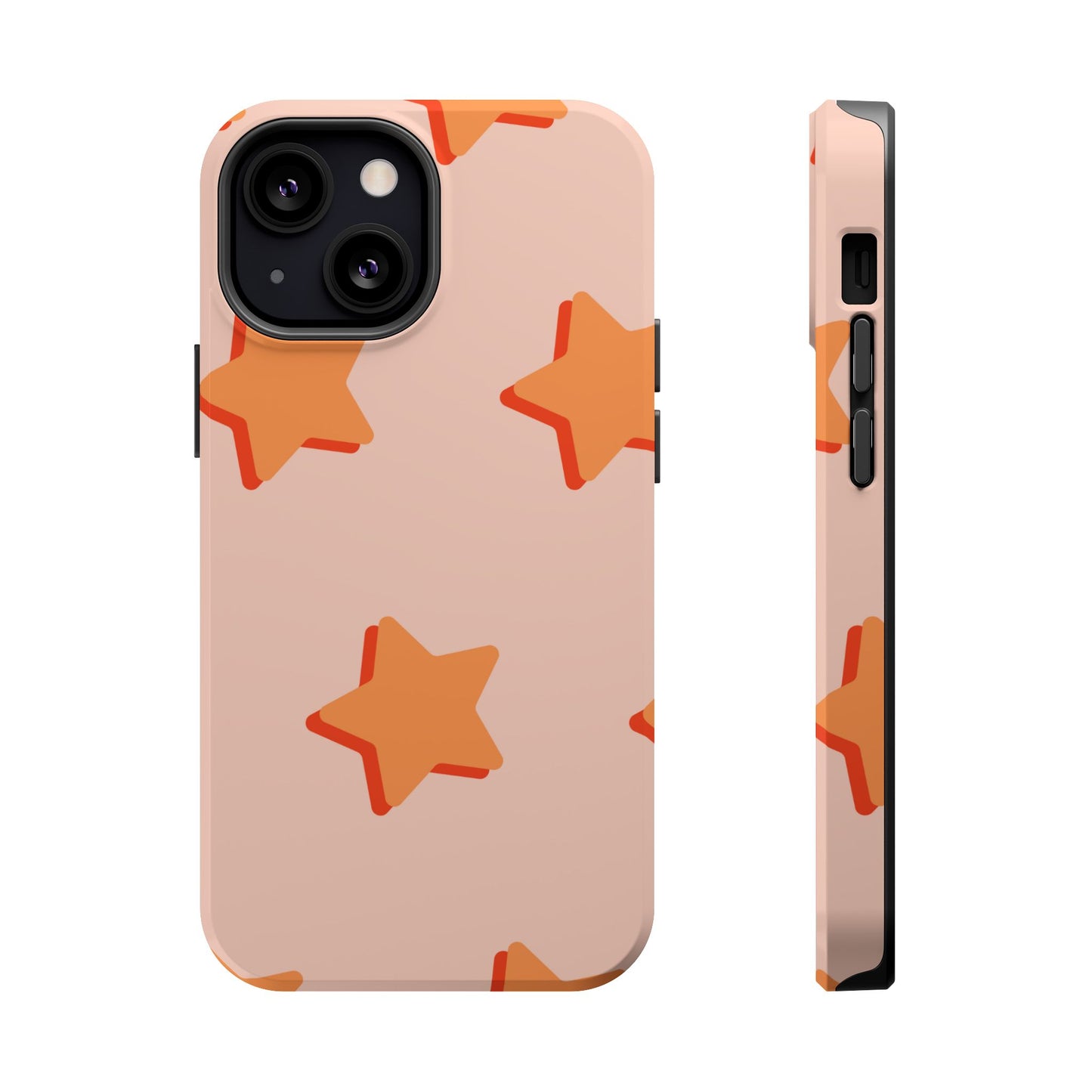 Retro Orange Stars MagSafe iPhone Case – Shock-Resistant, Smooth Matte Finish, Dual-Layer Design