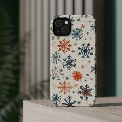 Rustic Orange and Blue Snowflake Pattern – MagSafe iPhone Series Case