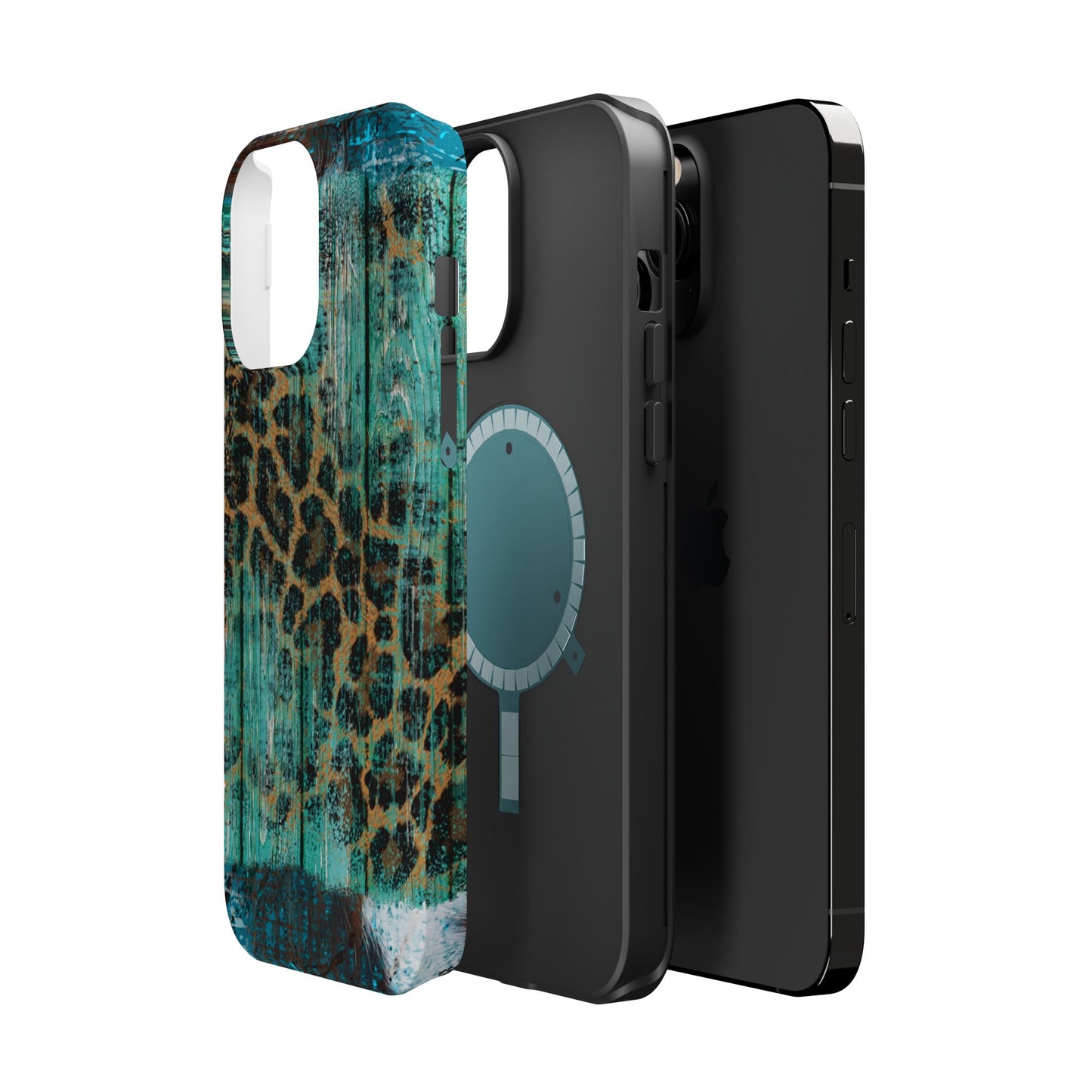 Turquoise Rustic Leopard Wood - MagSafe  iPhone Series Case