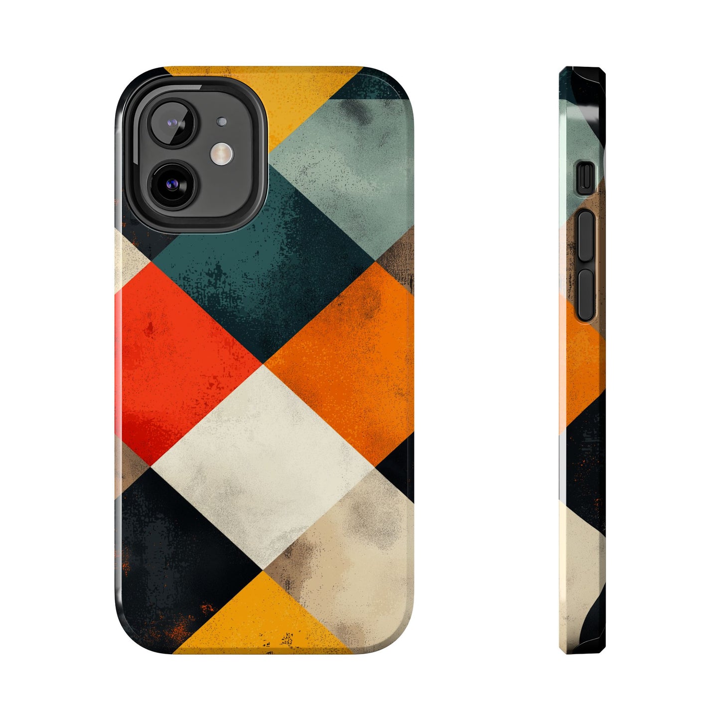 Geometric Retro iPhone  Case - Colorful Checkered Protective Cover