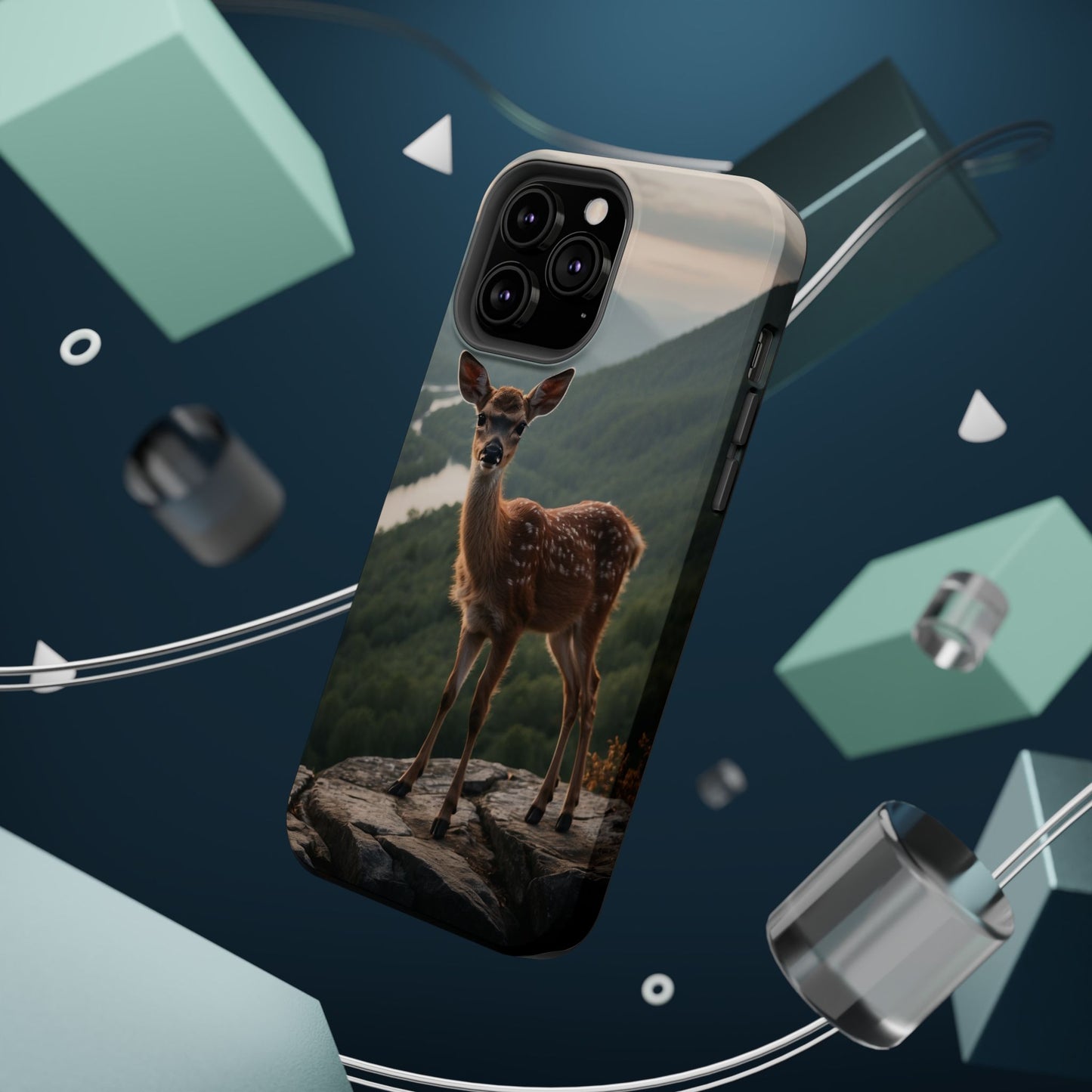 Majestic Fawn Overlooking Mountain Vista MagSafe iPhone Case