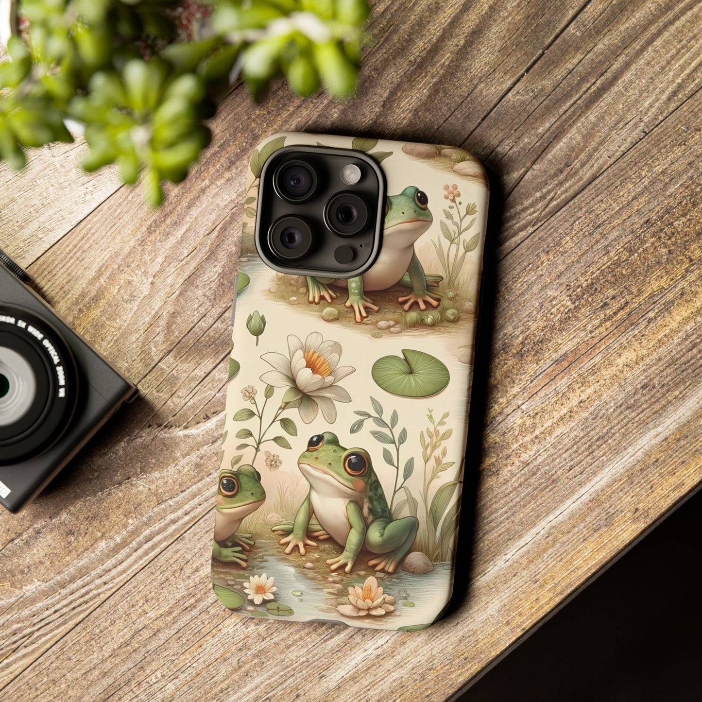 Cute Frogs Phone Case - Pond Pals Frolic - Charming Frog Lily Pad Phone Case for iPhone, Google & Samsung! Great Gift For Any Frog Lover!