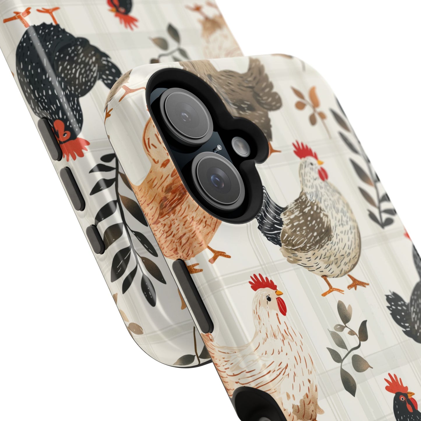 MagSafe iPhone Case: Vintage Chicken & Leaves – Farmhouse Style Case