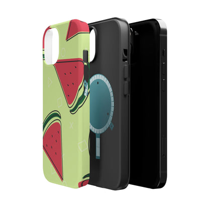 Watermelon Slice MagSafe iPhone Case – Fresh & Fun Design with Retro Geometric Pattern