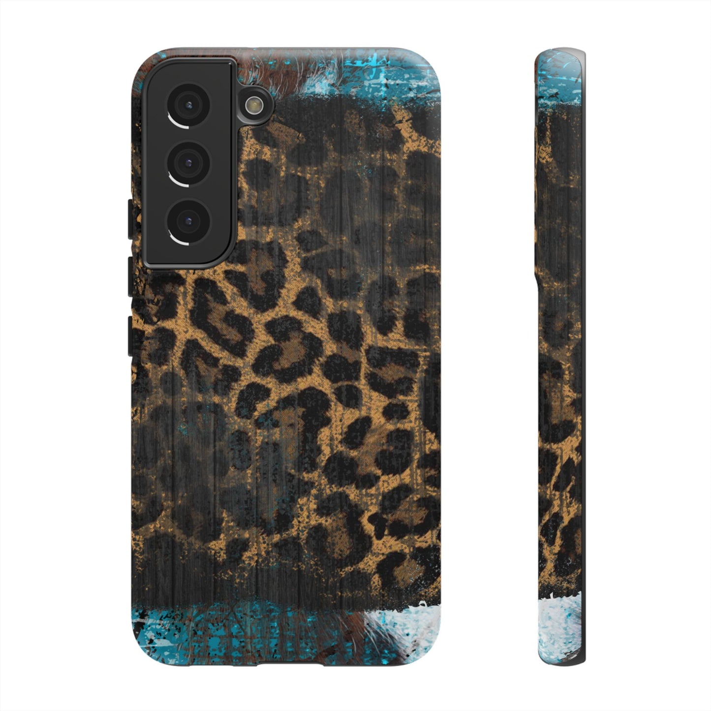 Boho Leopard and Turquoise Tough Samsung Galaxy Case – Rustic Western Design with Dual-Layer Protection