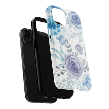 Elegant Blue & Violet Roses iPhone Case – Luxurious Floral Design for Chic Device Protection