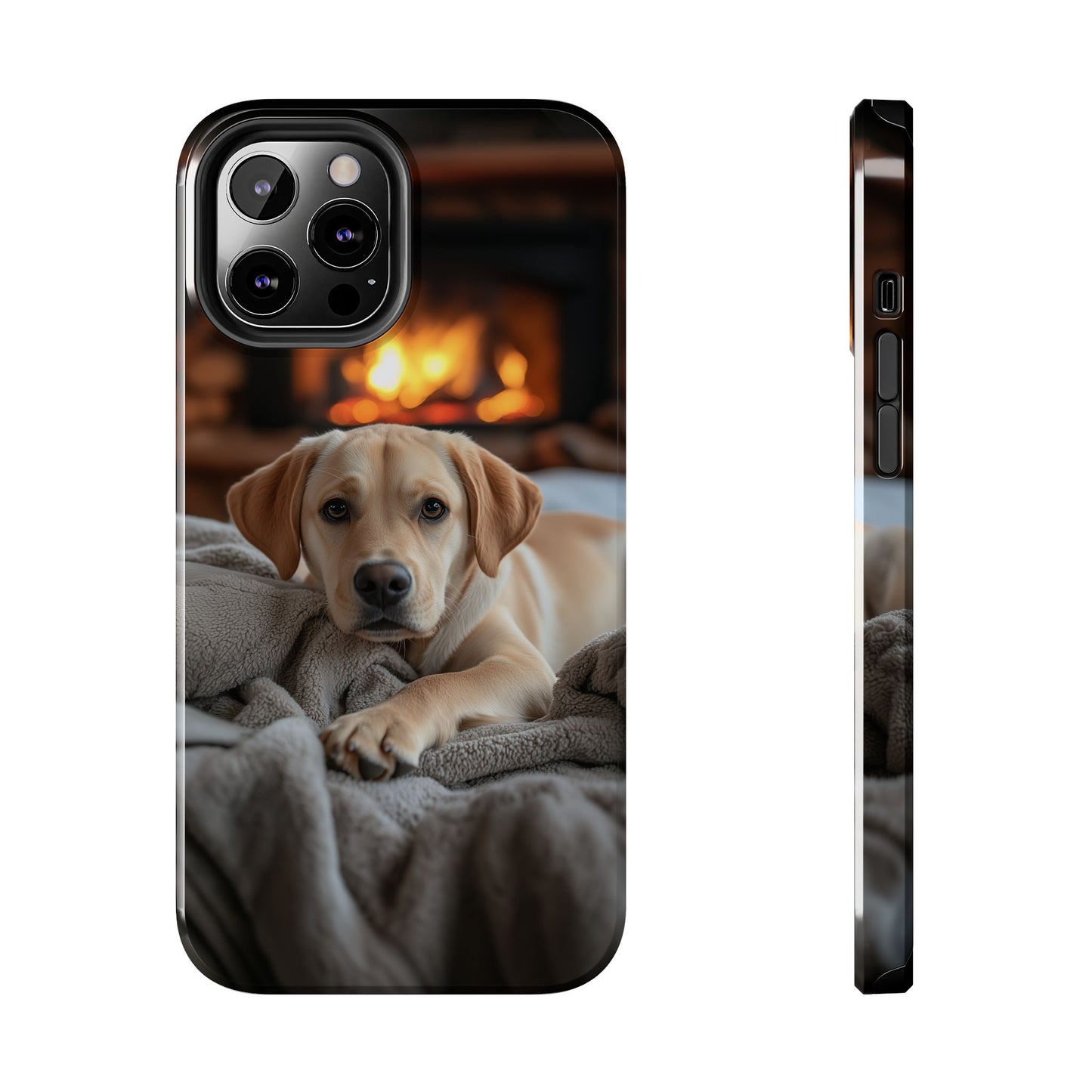 Cozy Golden Retriever by the Fireplace - iPhone Series Case