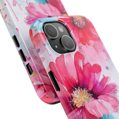 Vibrant Watercolor Red & Pink Floral - iPhone Case