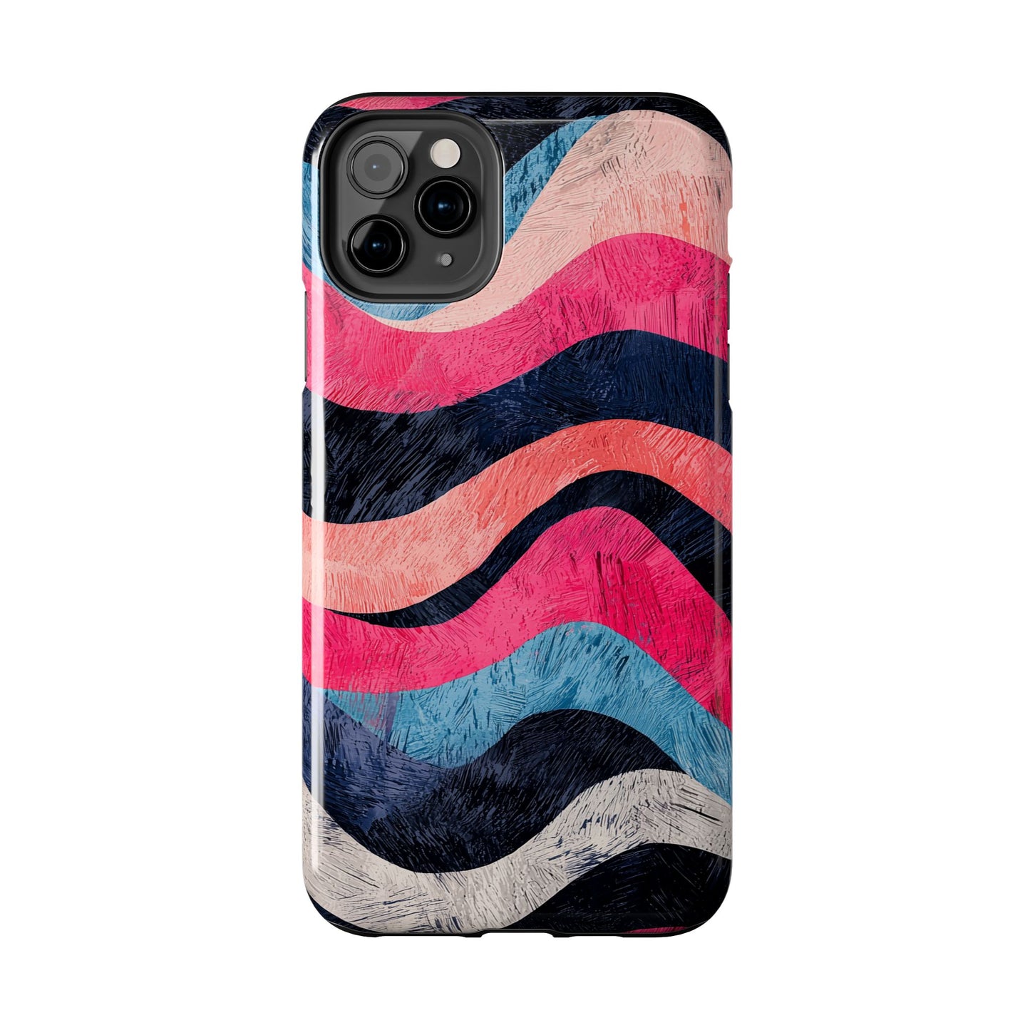 Abstract Wave Pattern iPhone Case – Shockproof, Matte Finish, Dual-Layer Protection