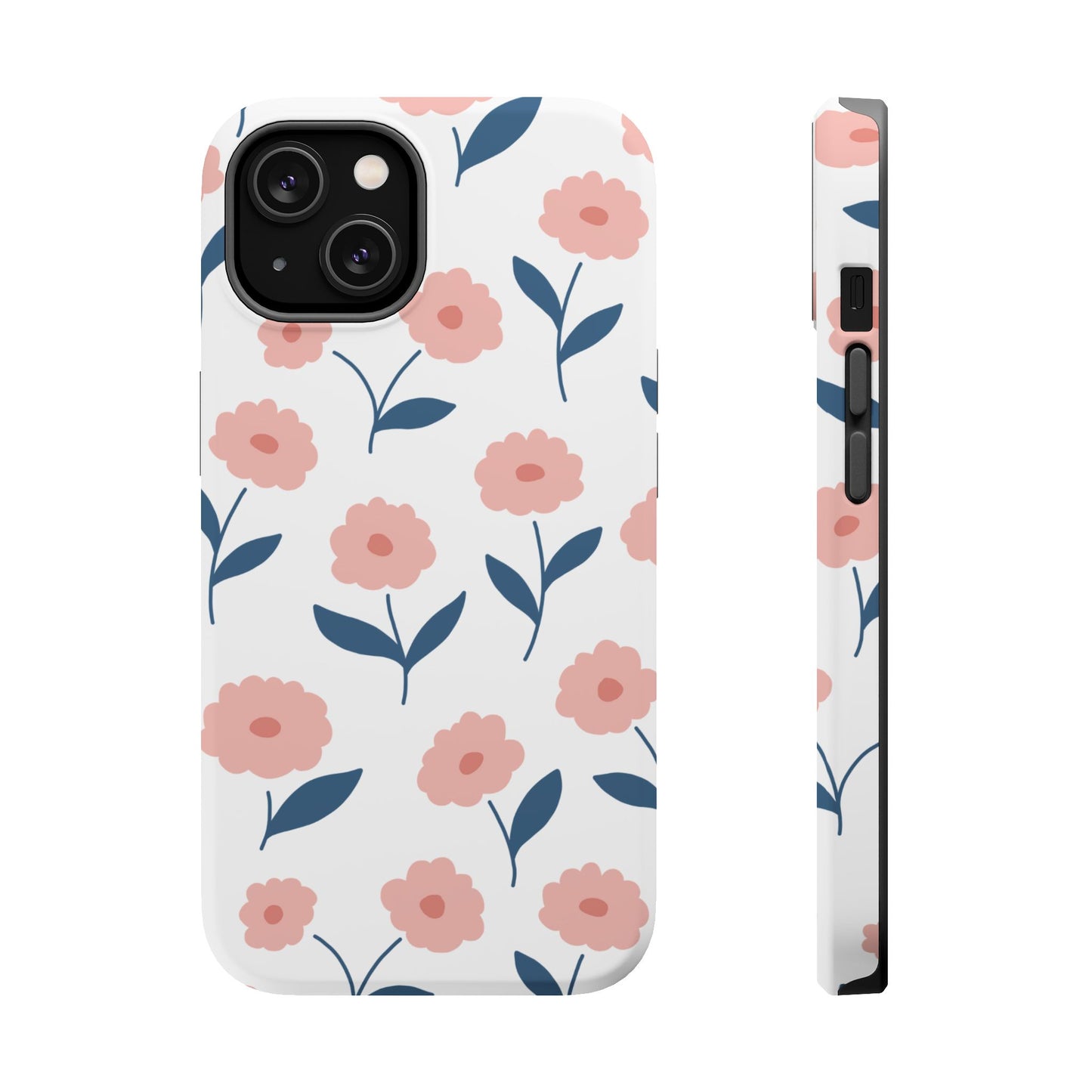 Playful Pink Floral Tough MagSafe  iPhone Case – Soft Pastel Design, Slim & Shockproof