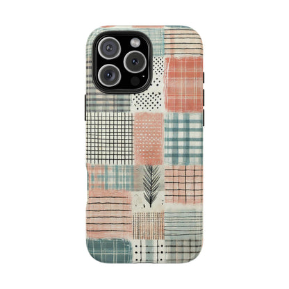 Geometric Patchwork iPhone Case - Modern Minimalist Design, Protective Cover - BOGO Cases