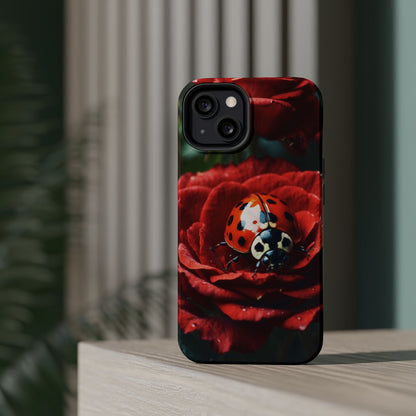 Elegant Rose & Ladybug Charm - MagSafe iPhone Case