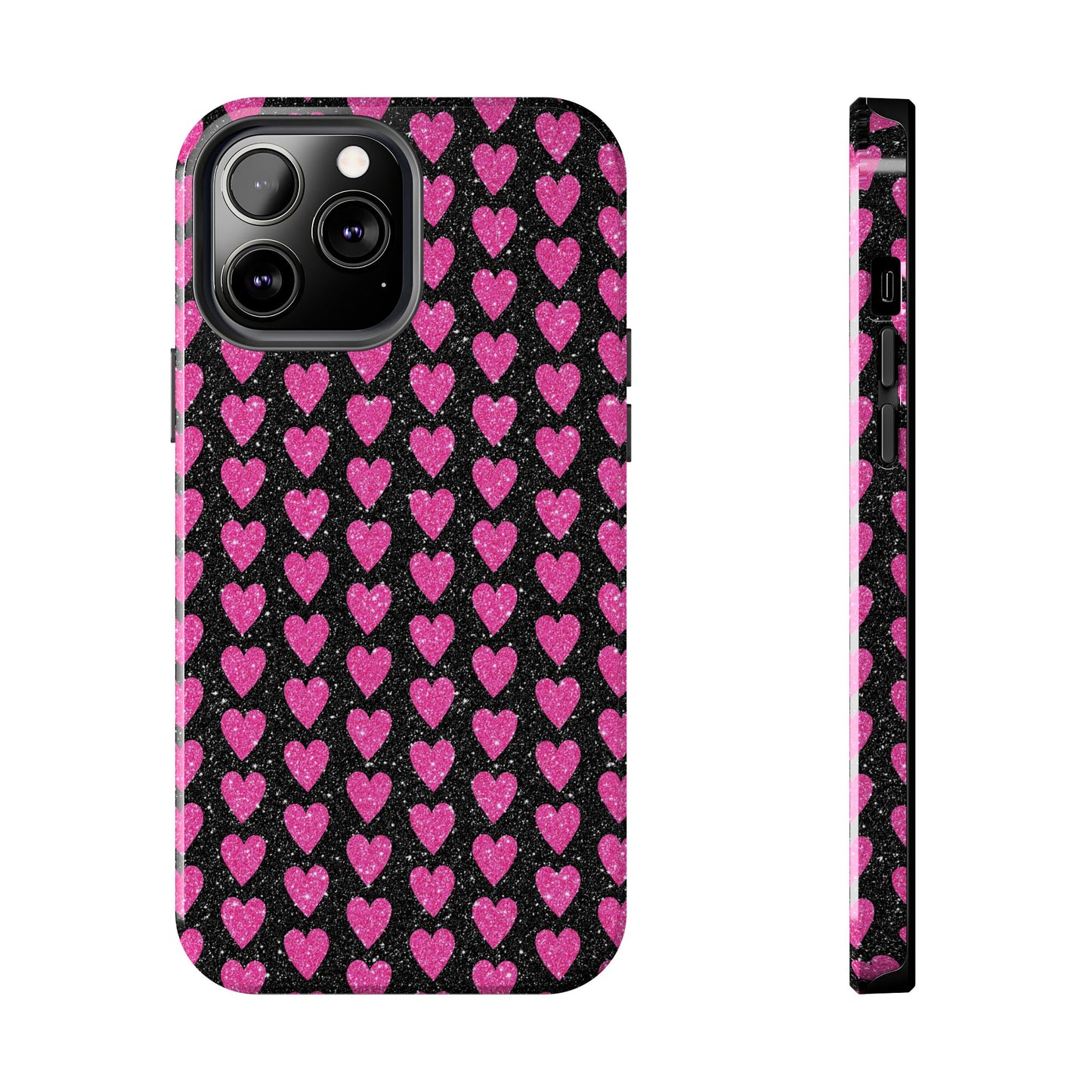 Glitter Pink Hearts iPhone Case