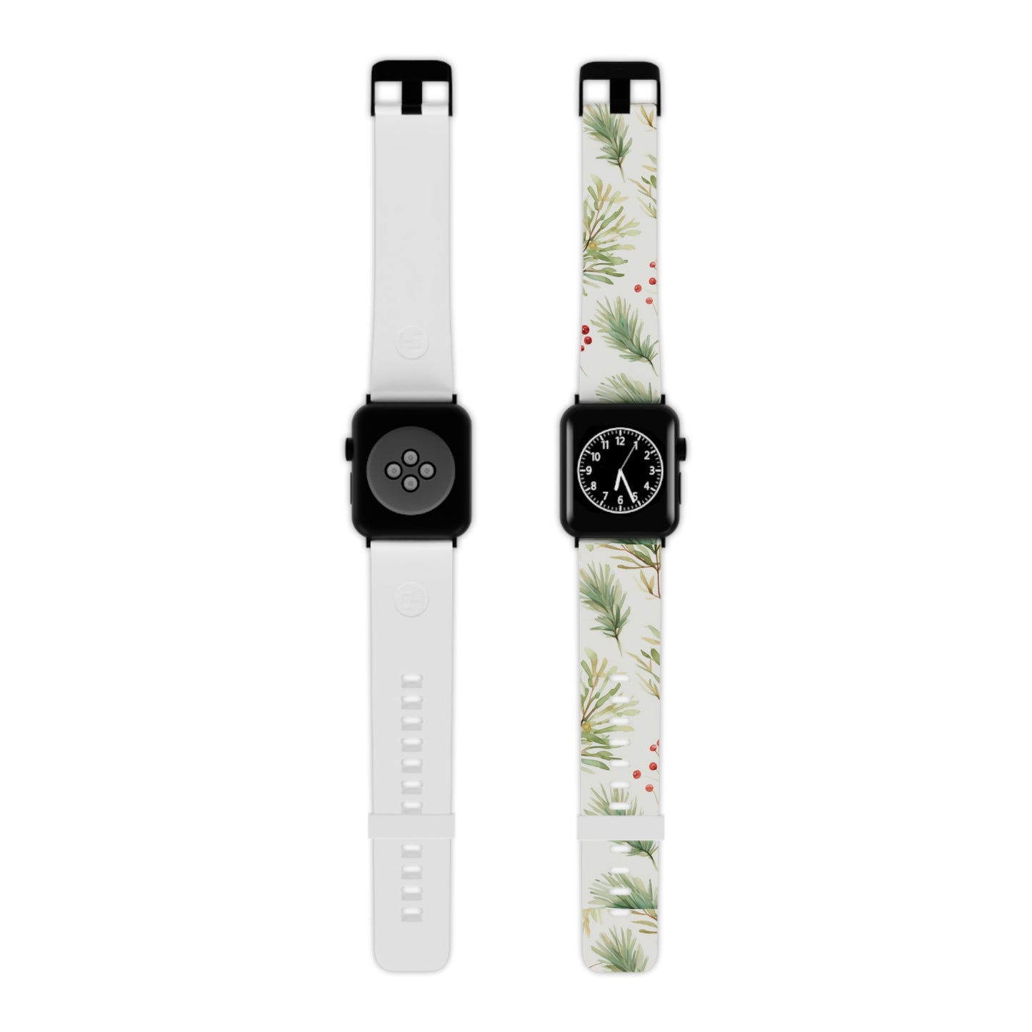 Winter Greenery & Berry Watercolor Apple Watch Band