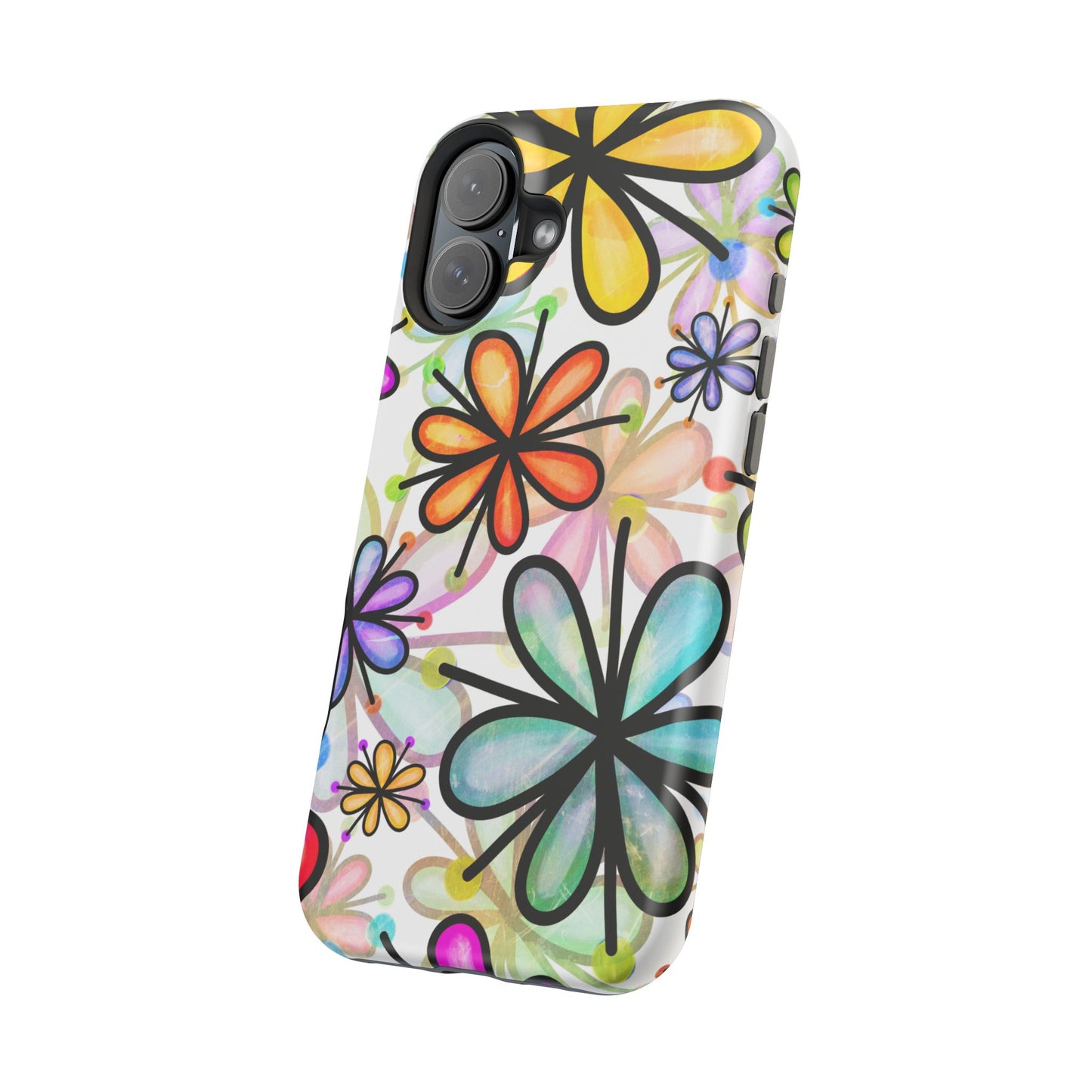 Retro Floral Pop MagSafe iPhone Case – Ultra-Slim Design, High-Gloss Finish