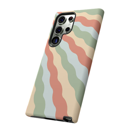 Earthy Retro Waves Samsung Galaxy Case – 70s-Inspired Wavy Stripes in Soft Green, Cream, and Rust