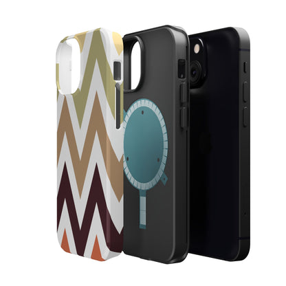 Earthy Chevron MagSafe iPhone Case – Boho-Inspired Design with Dual-Layer Protection