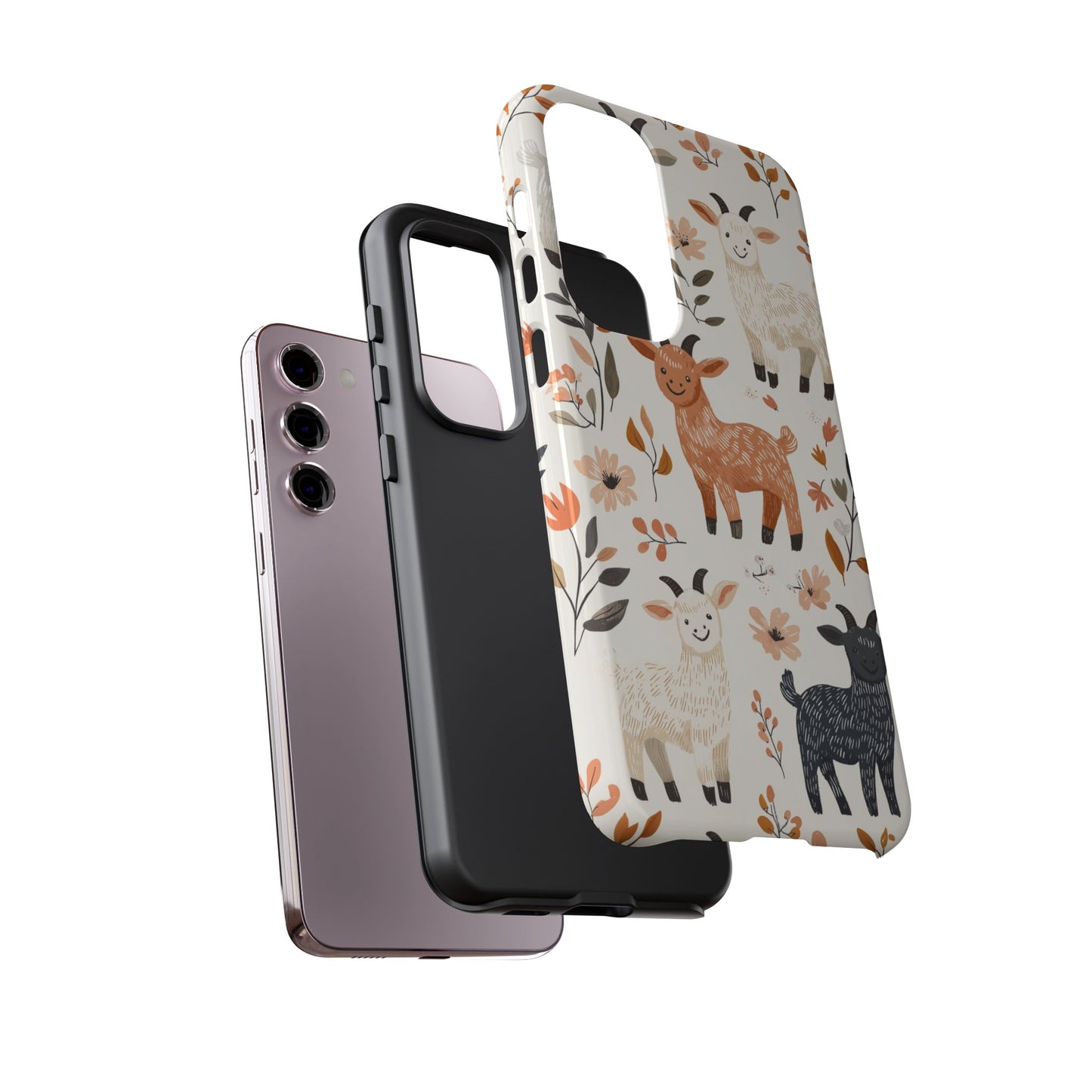 Samsung Galaxy Case: Smiley Goats & Dried Flowers – Vintage Charm