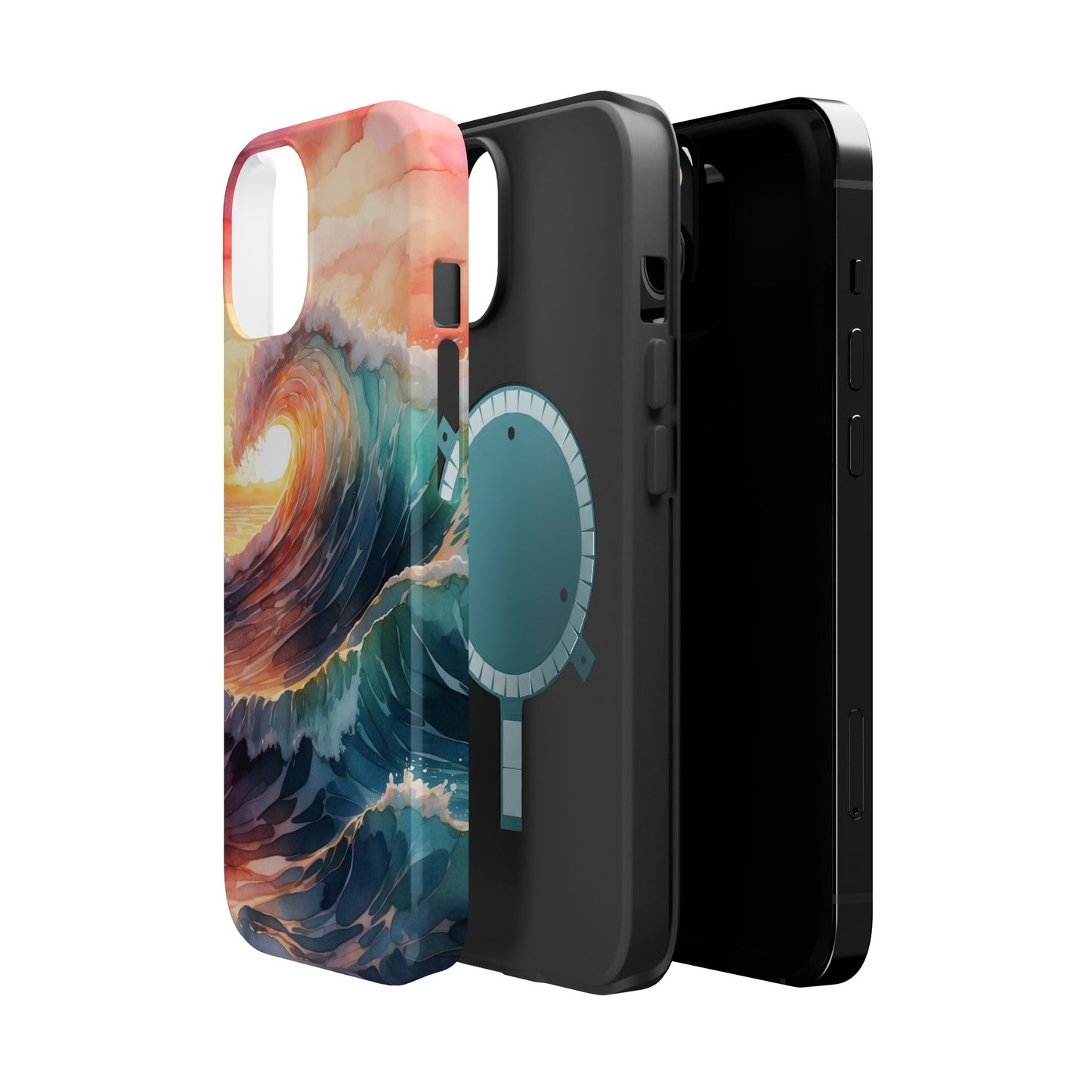 Ocean Sunrise Wave MagSafe iPhone Case – Vibrant Watercolor Wave Design