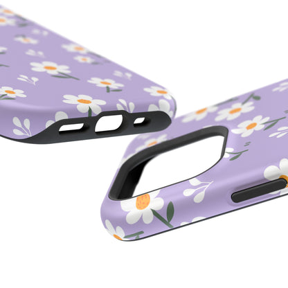 Purple Daisy Garden MagSafe  iPhone Case – Soft Lavender Background, Shockproof Protection with Slim Fit