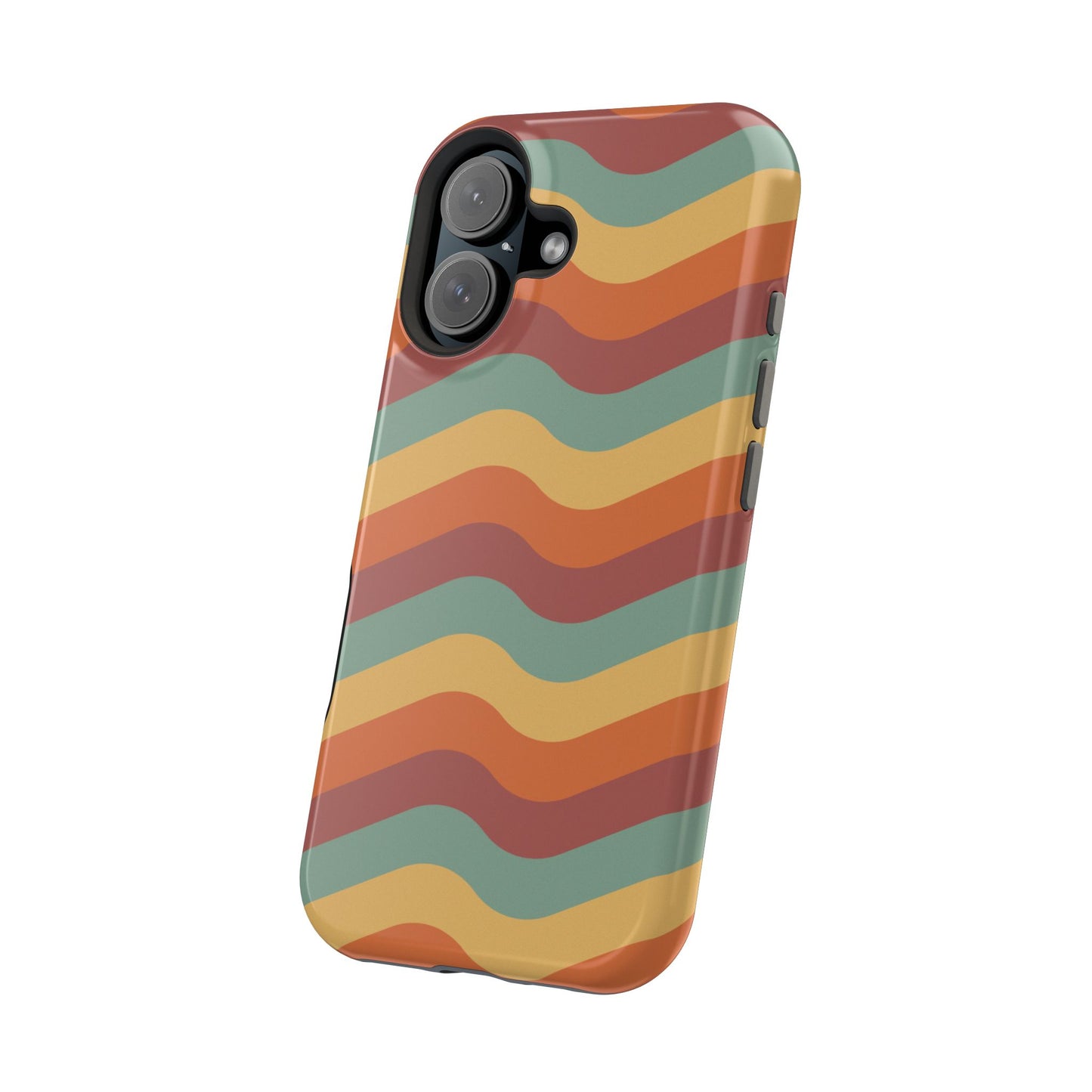 Retro Vibe Wavy Stripes MagSafe iPhone Case – 70s-Inspired in Teal, Orange, and Rust