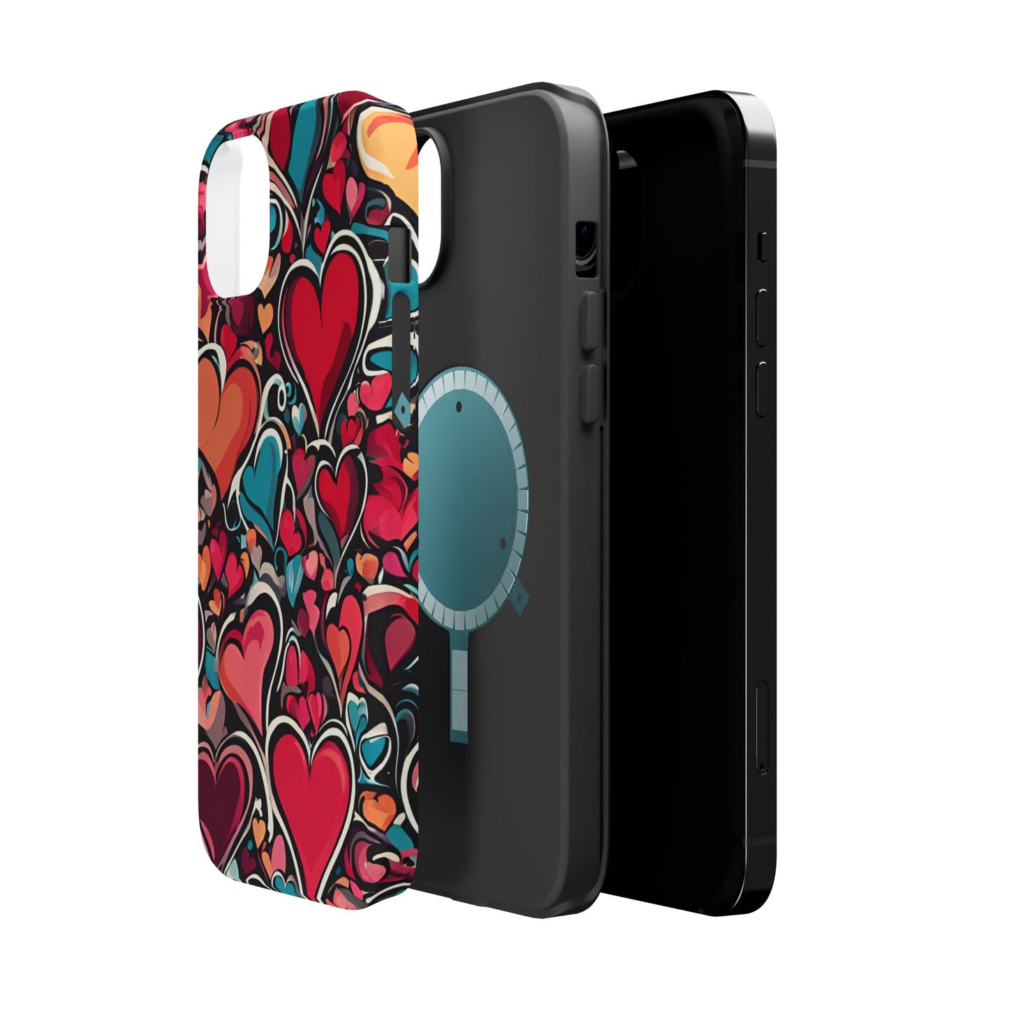 Vibrant Multicolor Heart Art – MagSafe-Compatible iPhone Case