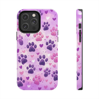 Purple Paw Print iPhone Case - Cute Pet-Themed Protective Cover