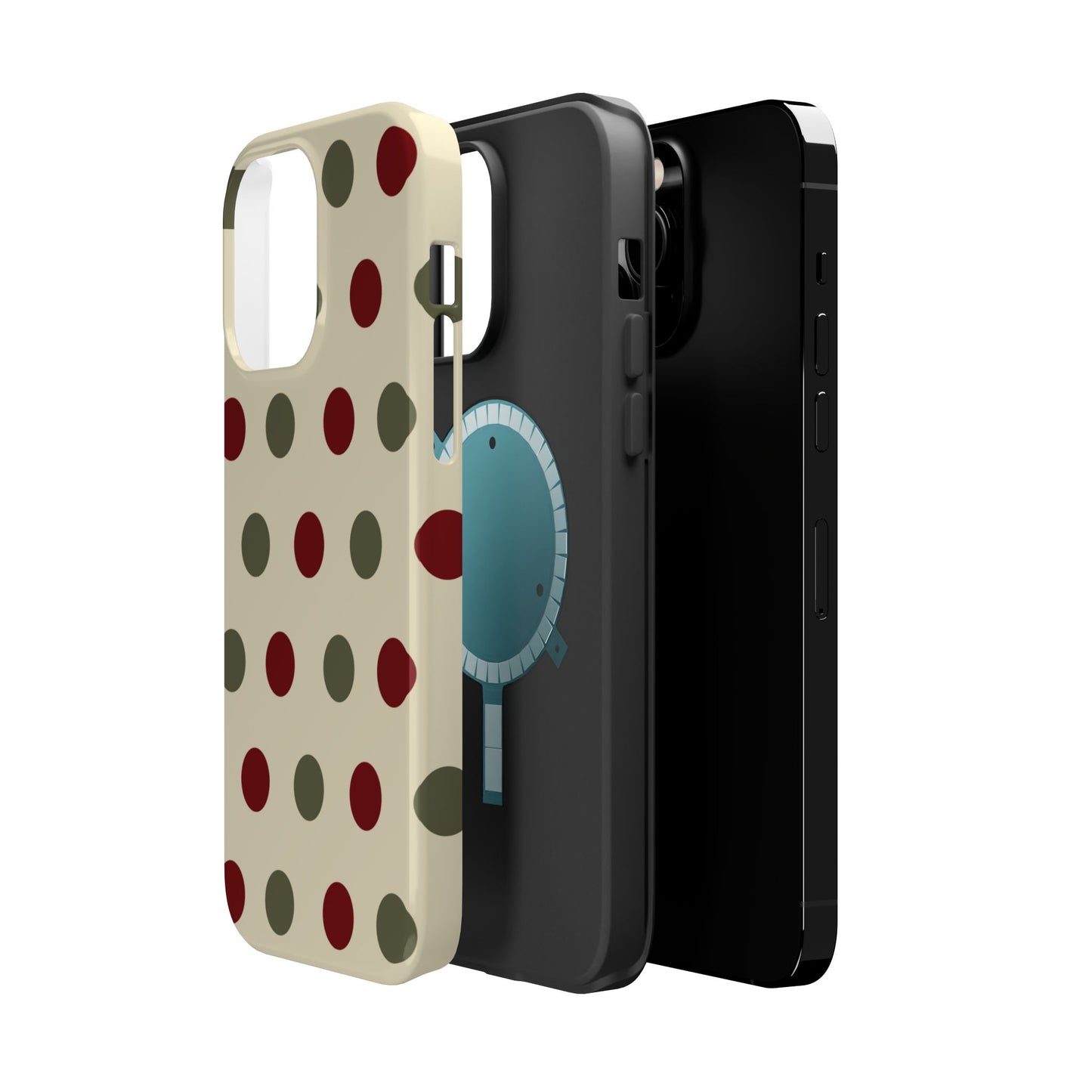 Red & Green Polka Dots on Cream – MagSafe iPhone Case