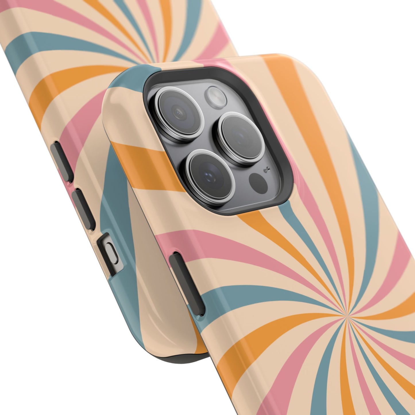 Retro Swirl Pattern MagSafe iPhone Case – Bold 70s Vibe in Pink, Orange, and Orange