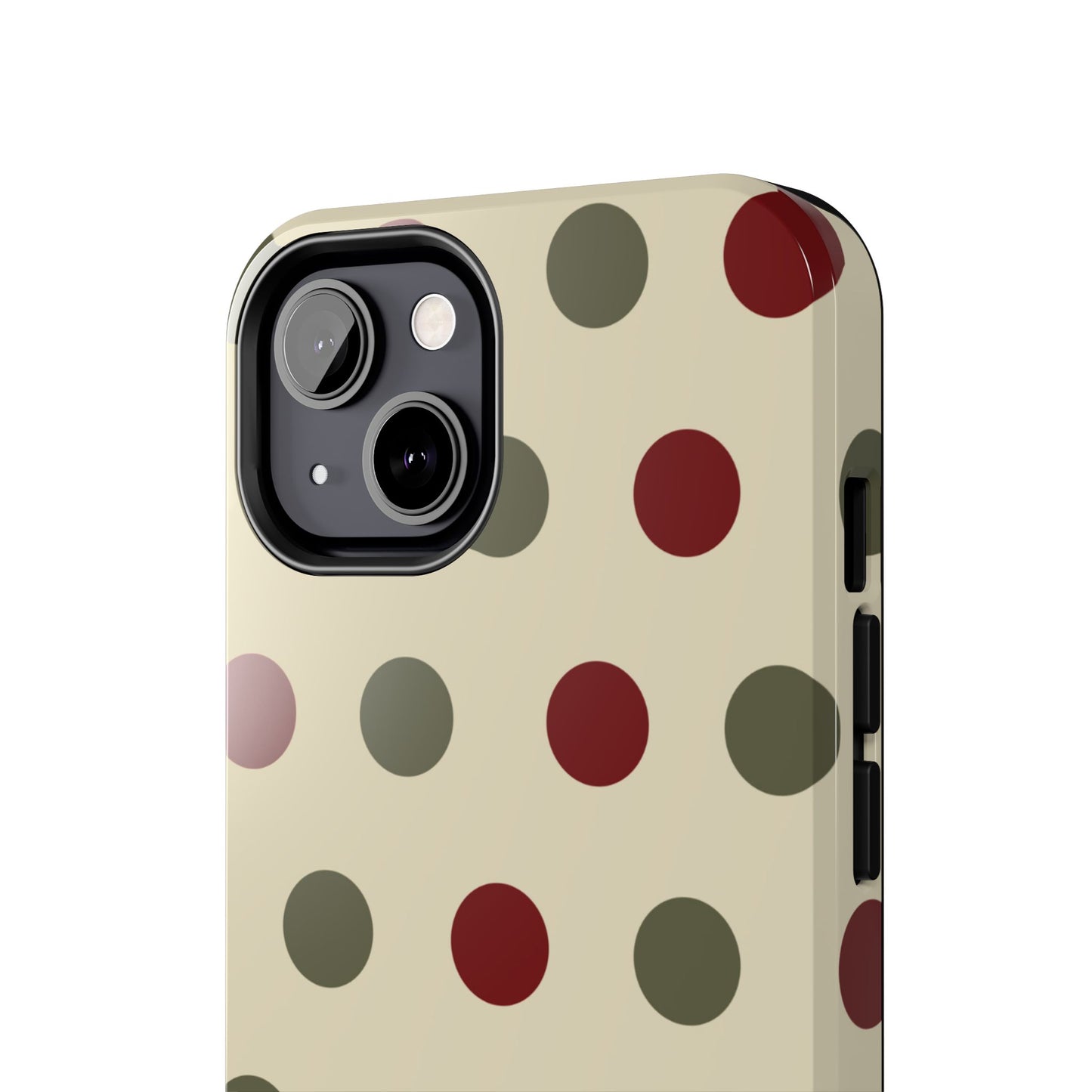 Red & Green Polka Dots on Cream – iPhone Case