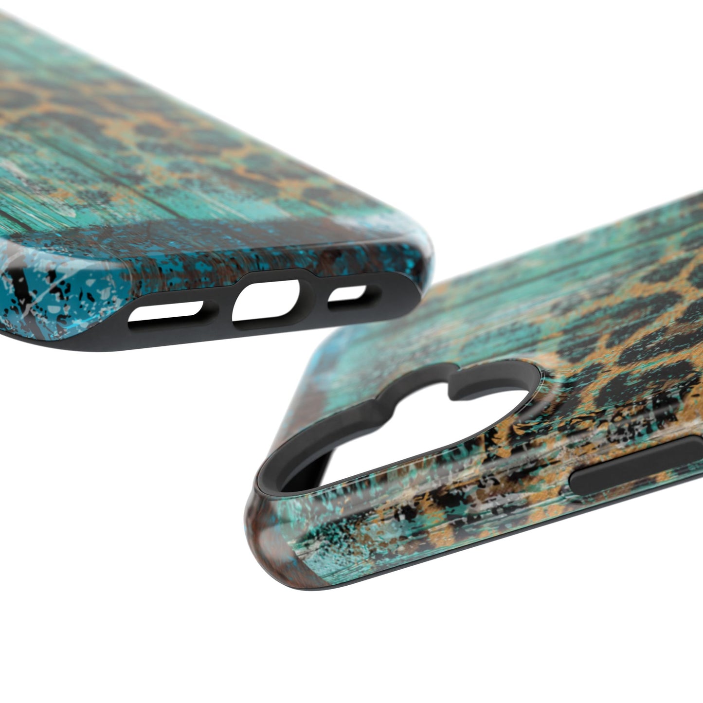 Turquoise Rustic Leopard Wood - MagSafe  iPhone Series Case