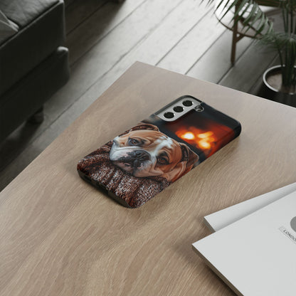 Cozy Bulldog Samsung Galaxy Case – Fireside-Inspired Protective Cover