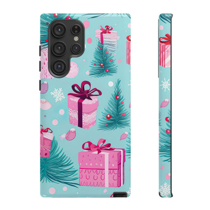 Festive Pink Christmas Gifts and Evergreen Samsung Galaxy Case – Holiday Theme, Protective Cover