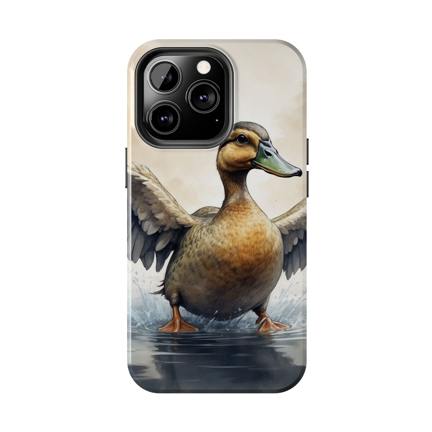 Graceful Duck in Watercolor Scene - iPhone Case